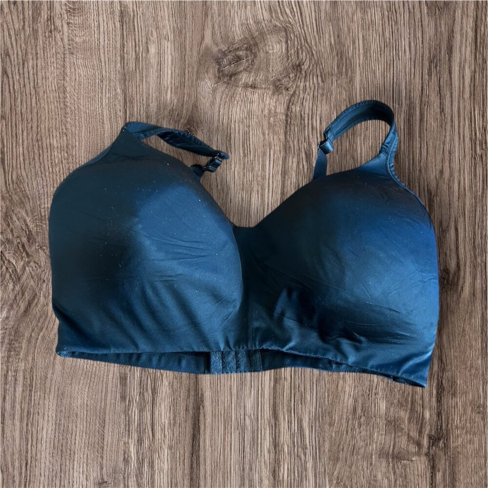 Cacique Lane Bryant Black Solid Lightly Lined No-Wire Bra Plus Size 40G